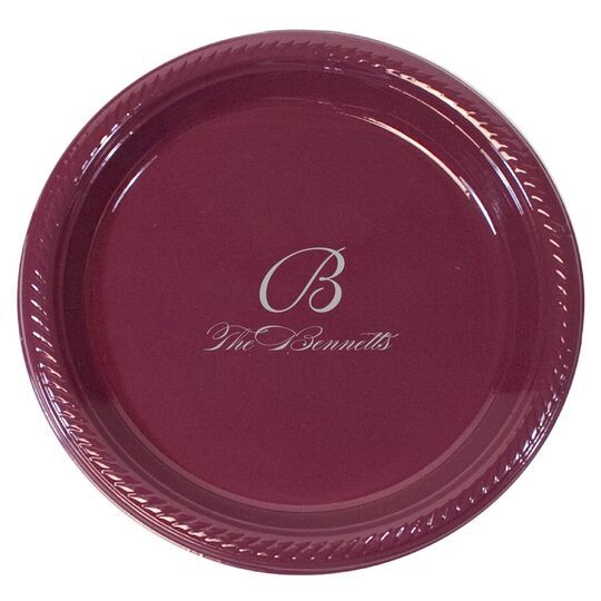Pick Your Initial Monogram with Text Plastic Plates